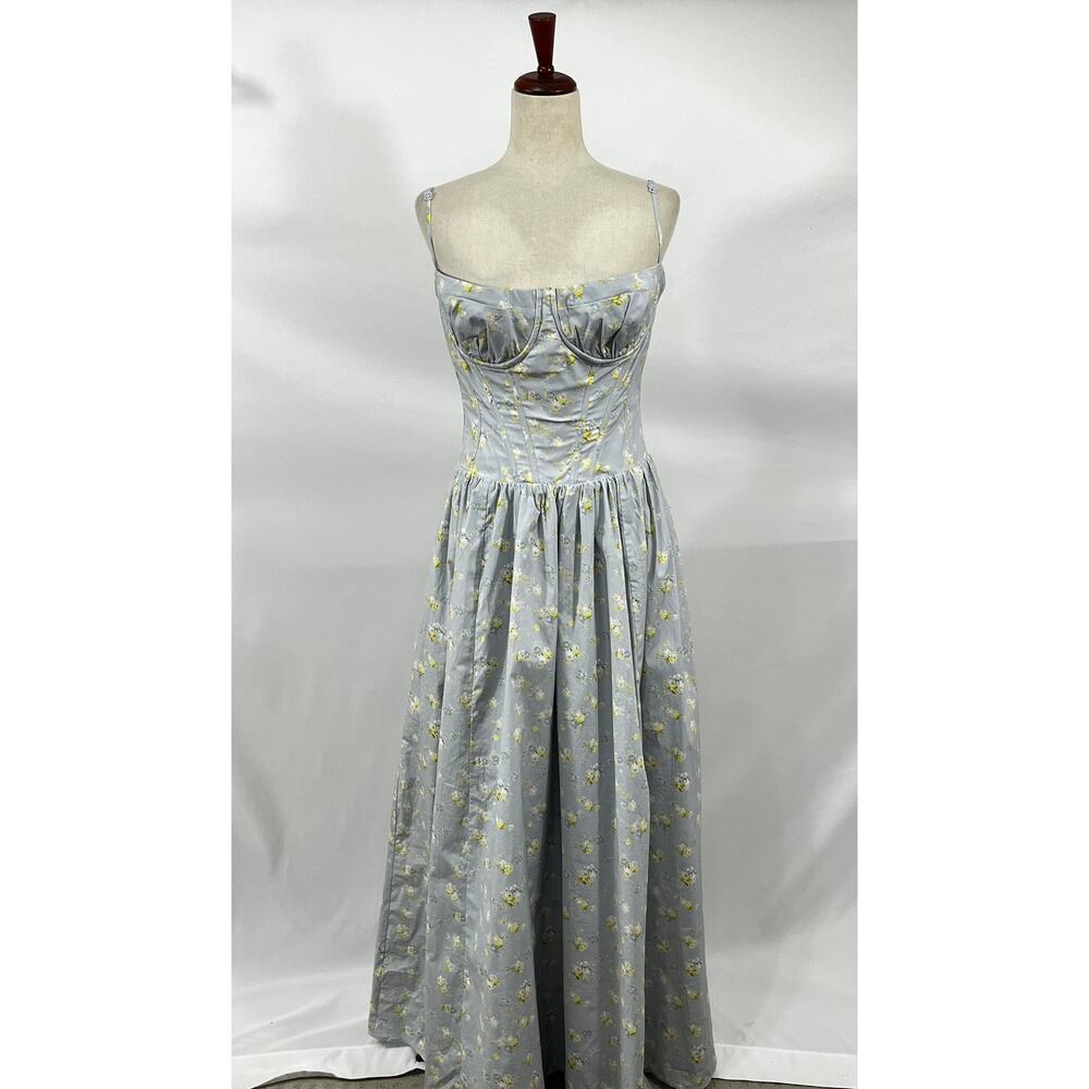 HOUSE OF CB Sz M Medium Bigger Cup Blue Dress Rona Blue Floral Corset - Picture 8 of 11